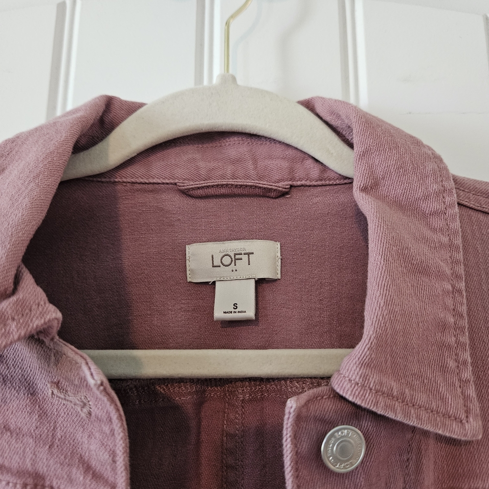 LOFT Pink Cropped Denim Jacket - Picture 3 of 4